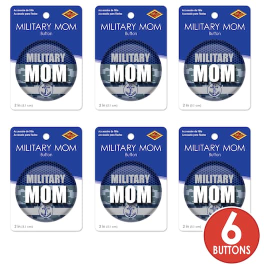 Beistle 2" Blue Camouflage Military Mom Buttons, 6ct.